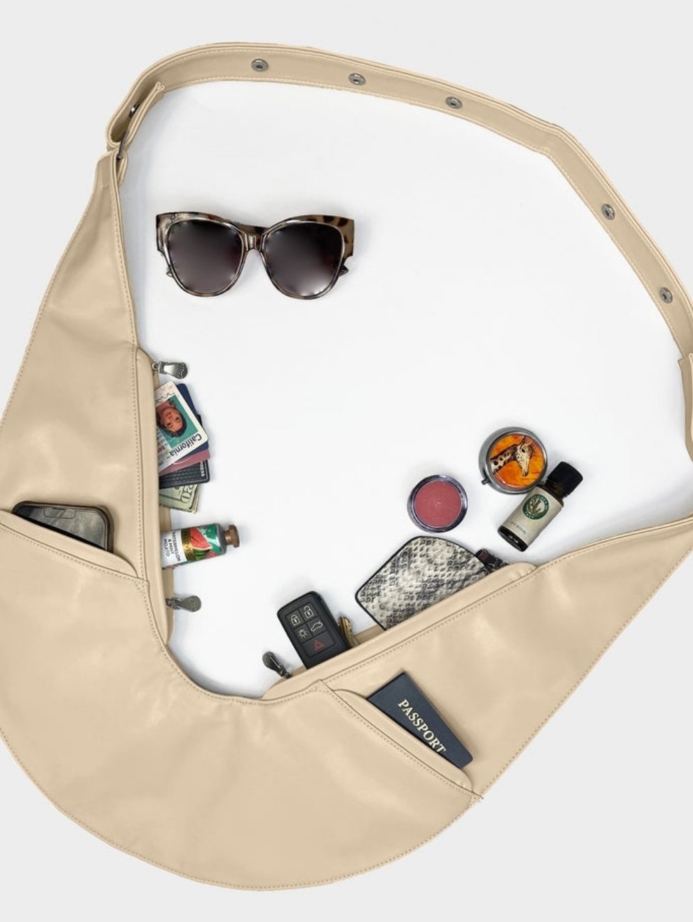 Tan Faux Leather Sash Bag